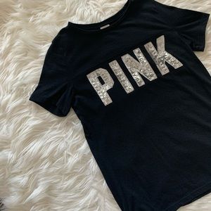 PINK VS black t-shirt with silver sequins